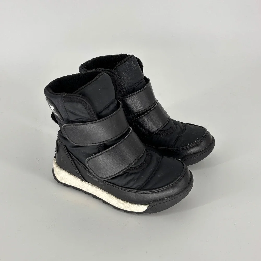 Sorel Whitney II Strap Waterproof Boot Black/Sea Salt Kids Size 9 Insulated Snow